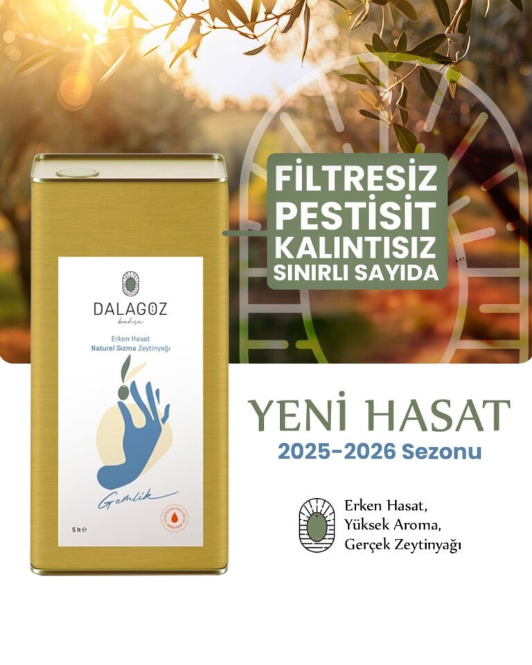 Dalagöz Bahçe Erken Hasat Yüksek Polifenollü Naturel Sızma Zeytinyağı-Gemlik 5 Lt