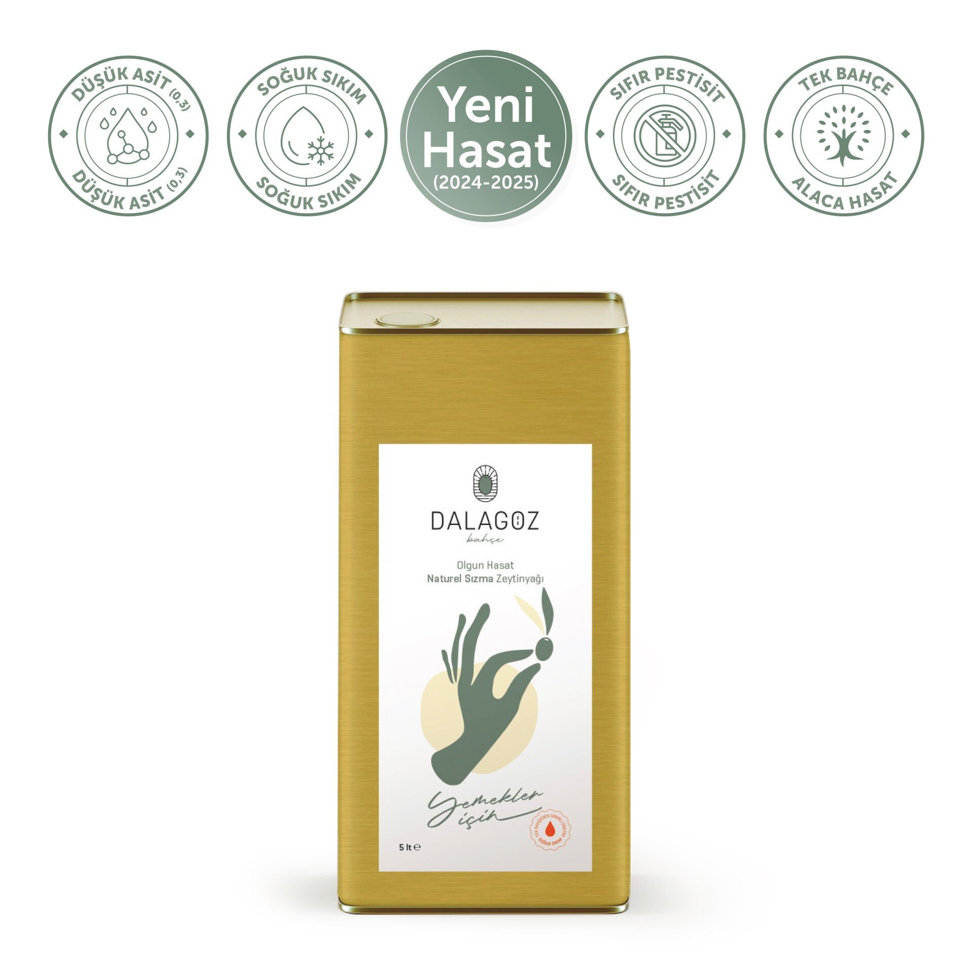 Dalagöz Bahçe Olgun Hasat Zeytinyağı (Yemekler için) 5 lt