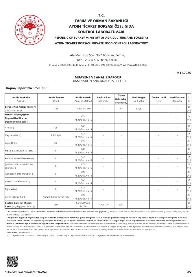 Erken Hasat Yüksek Polifenollü Naturel Sızma Zeytinyağı-Memecik 500 ml