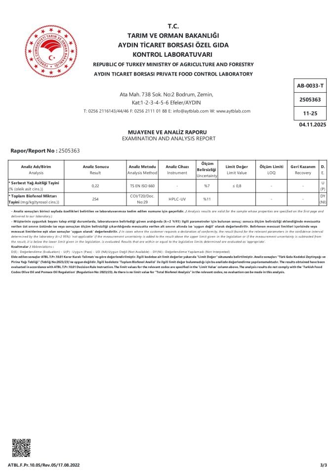 Erken Hasat Yüksek Polifenollü Naturel Sızma Zeytinyağı-Gemlik 500 ml